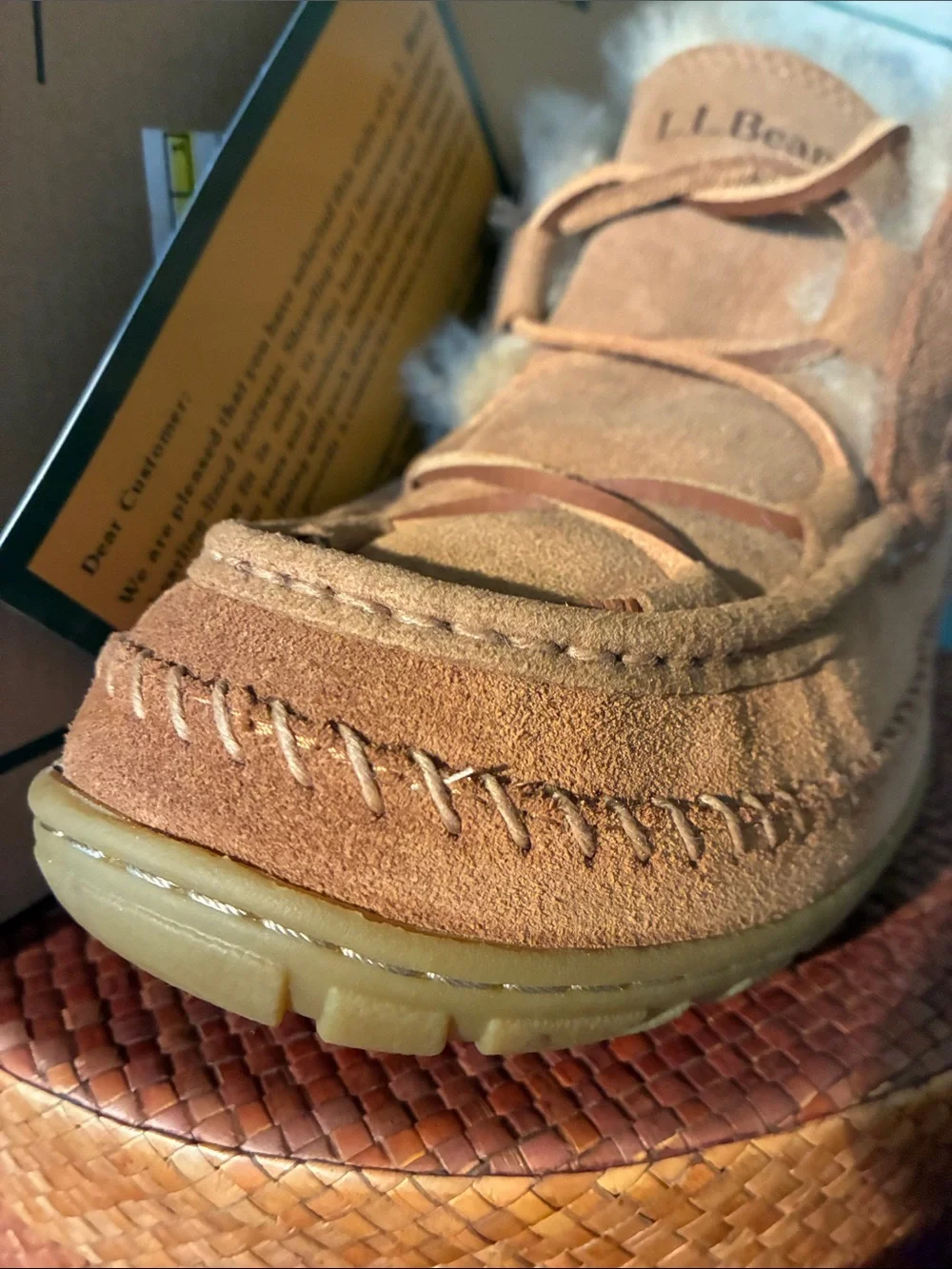 L.L.Bean Wicked Good Lodge Chukka Slippers shearling trim & Suede Uppet
